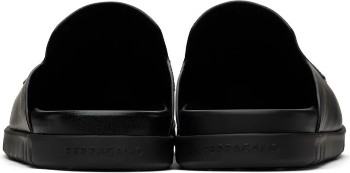 Ferragamo Black Gancini Ornament Mules - Image 2