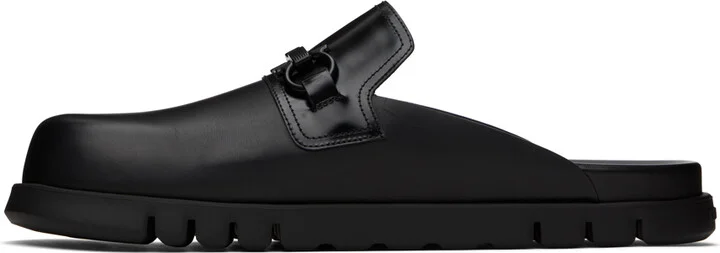 Ferragamo Black Gancini Ornament Mules - Image 3