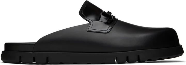 Ferragamo Black Gancini Ornament Mules