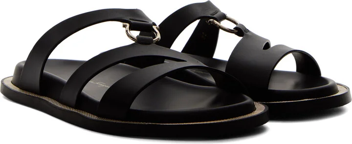 Ferragamo Black Gancini Sandals - Image 4
