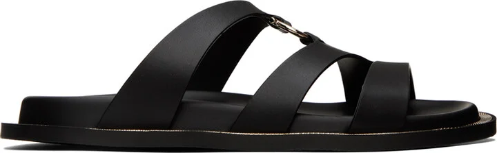 Ferragamo Black Gancini Sandals
