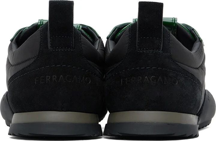 Ferragamo Black & Green Patent Leather Trim Sneakers - Image 2