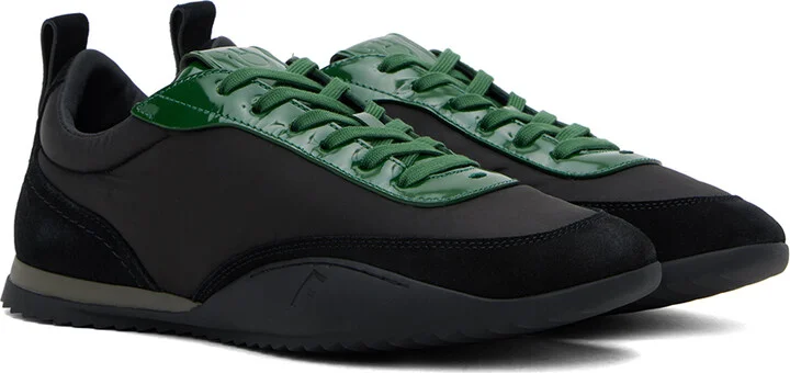 Ferragamo Black & Green Patent Leather Trim Sneakers - Image 4