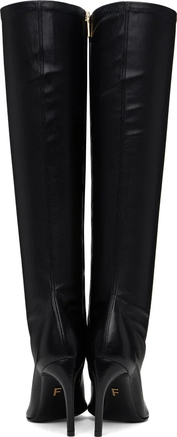 Ferragamo Black High Nappa Stretch Boots - Image 2