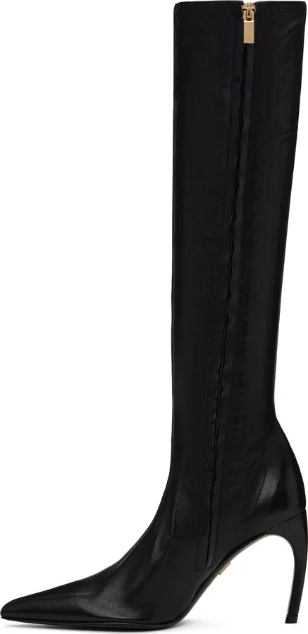 Ferragamo Black High Nappa Stretch Boots - Image 3