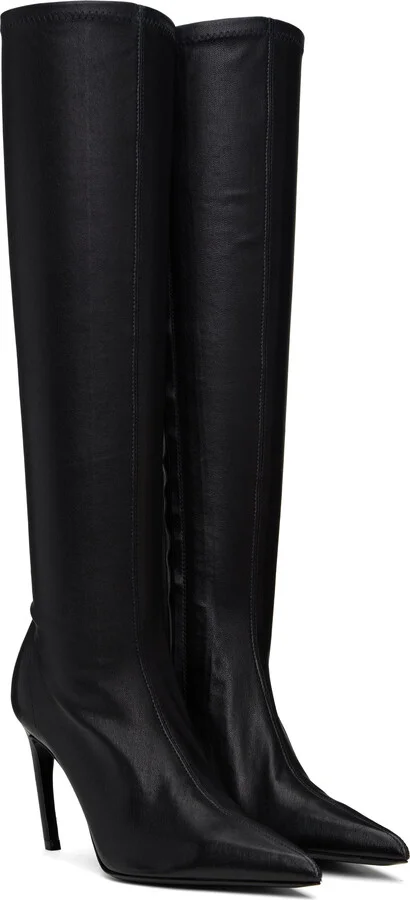 Ferragamo Black High Nappa Stretch Boots - Image 4