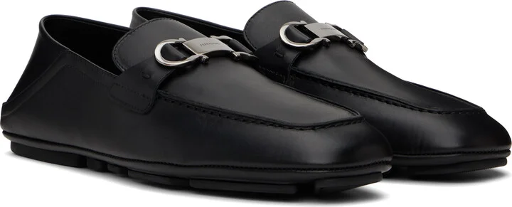 Ferragamo Black Hybrid Gancini Ornament Loafers - Image 4