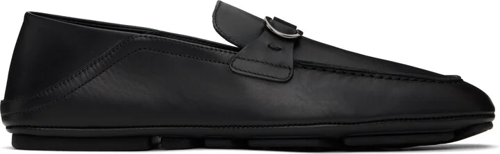 Ferragamo Black Hybrid Gancini Ornament Loafers