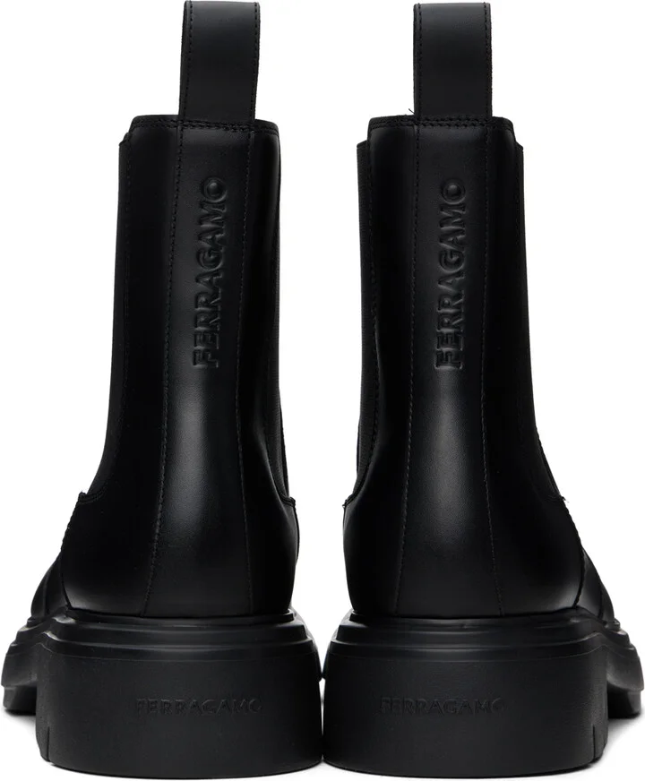 Ferragamo Black Leather Chelsea Boots - Image 2