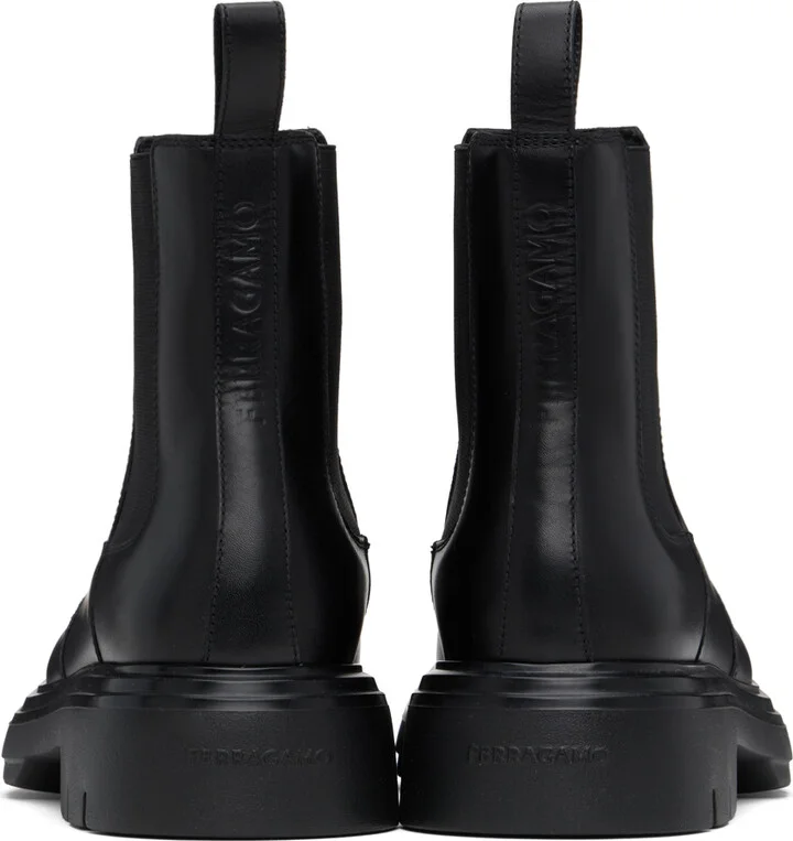 Ferragamo Black Leather Chelsea Boots - Image 2