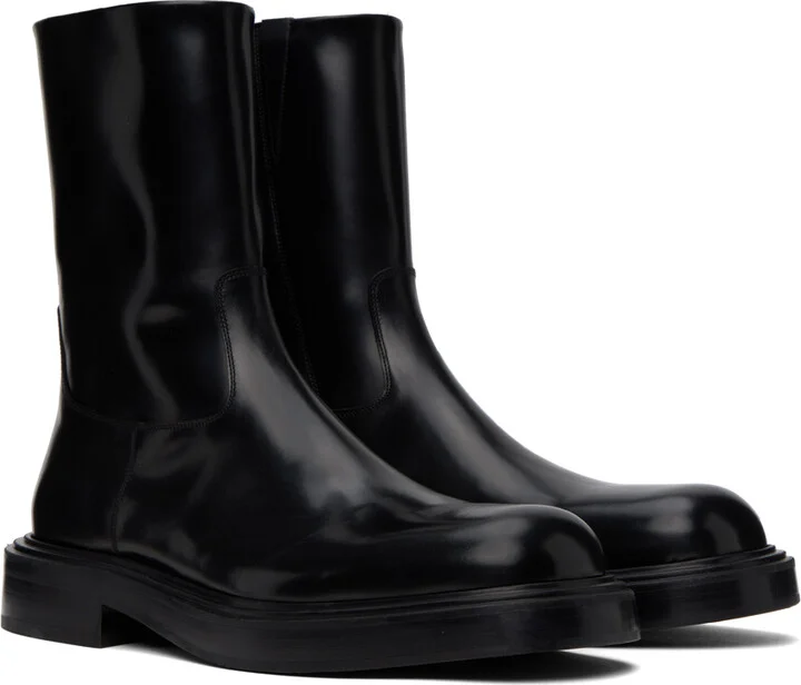 Ferragamo Black Leather Chelsea Boots - Image 4