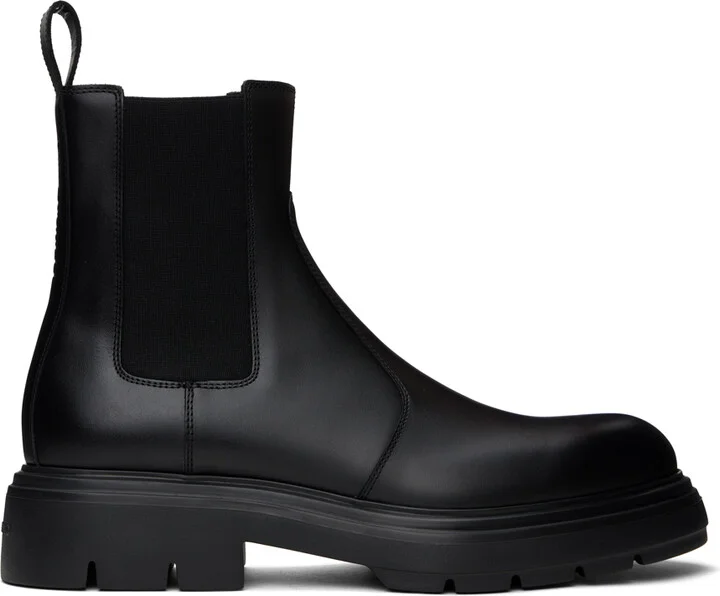 Ferragamo Black Leather Chelsea Boots