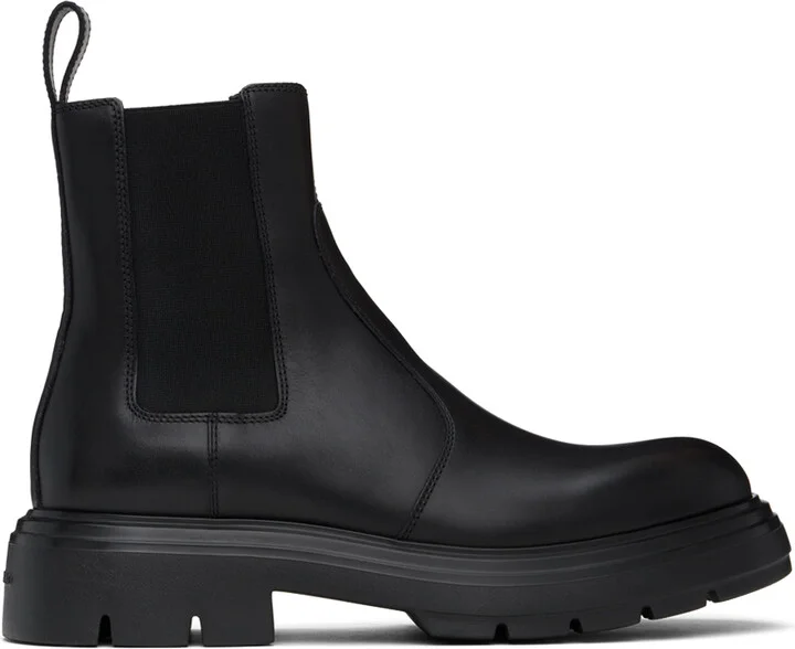 Ferragamo Black Leather Chelsea Boots