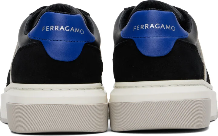 Ferragamo Black Low Cut Gancini Outline Sneakers - Image 2