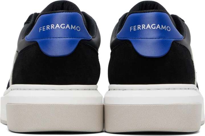 Ferragamo Black Low Cut Gancini Outline Sneakers - Image 2