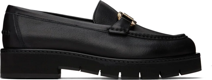 Ferragamo Black Maryan Lug Loafers