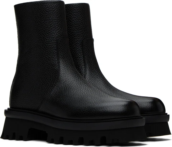 Ferragamo Black Metropolitan Combat Boots - Image 4