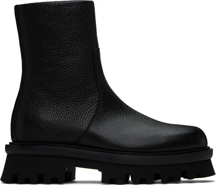 Ferragamo Black Metropolitan Combat Boots