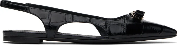 Ferragamo Black Mini Bow Ballet Flats