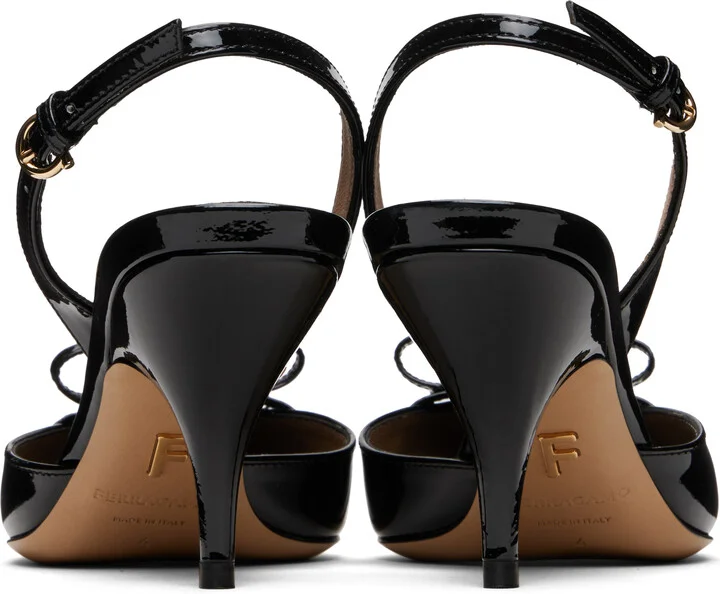 Ferragamo Black Mini Bow Sling Pump Heels - Image 2