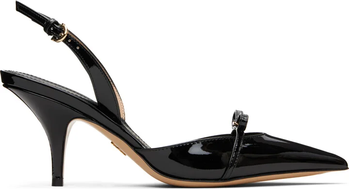 Ferragamo Black Mini Bow Sling Pump Heels