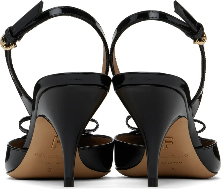 Ferragamo Black Mini Bow Slingback Heels - Image 2