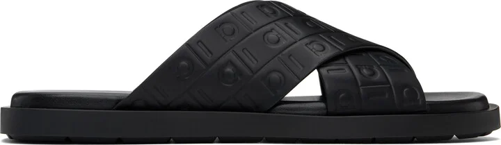 Ferragamo Black Monogram Sandals