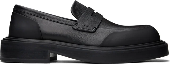Ferragamo Black Rubber Details Loafers