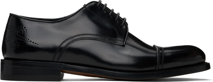 Ferragamo Black Toe Cap Derbys