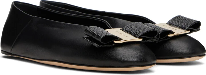 Ferragamo Black Vara Bow Ballerina Flats - Image 4
