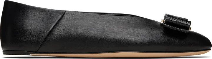 Ferragamo Black Vara Bow Ballerina Flats