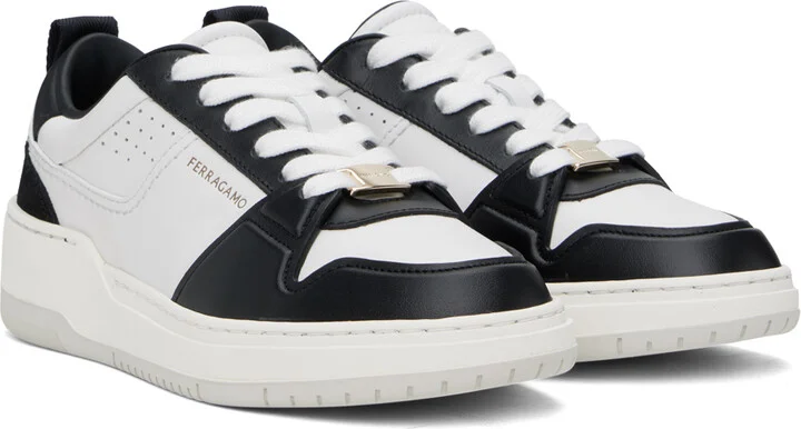 Ferragamo Black & White Dennis Sneakers - Image 4