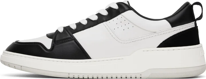Ferragamo Black & White Suede Patch Skate Sneakers - Image 3