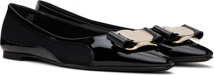 Ferragamo Black Zea Mesh Ballerina Flats - Image 4
