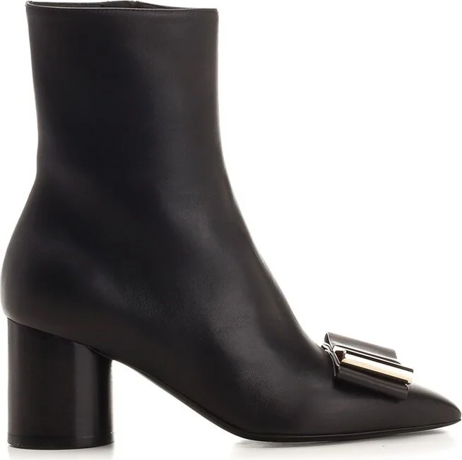 Ferragamo Bow-Detailed Side-Zip Ankle Boots