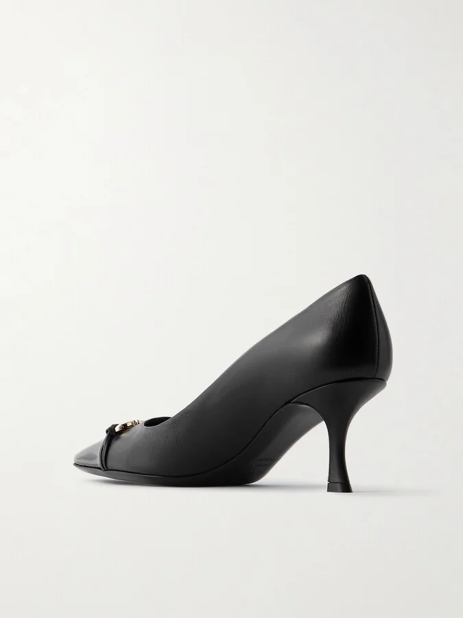 Ferragamo - Bria Embellished Leather Pumps - Black - Image 3