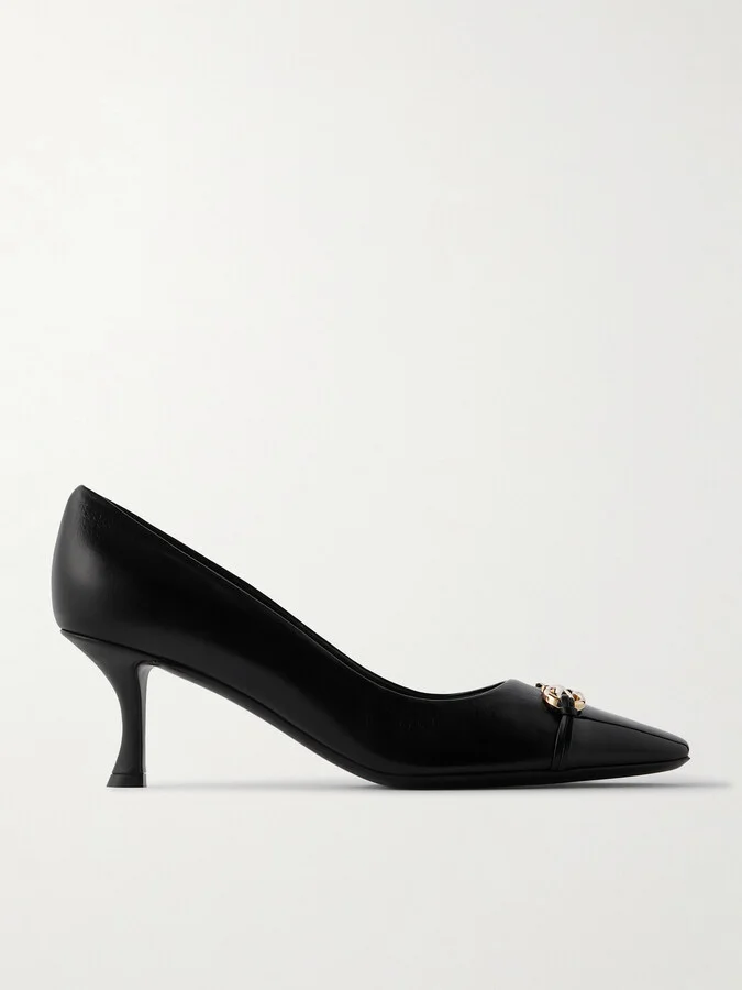 Ferragamo - Bria Embellished Leather Pumps - Black