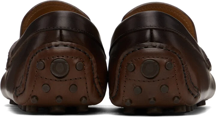 Ferragamo Brown Gancini Ornament Driver Loafers - Image 2