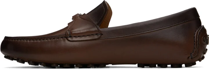 Ferragamo Brown Gancini Ornament Driver Loafers - Image 3