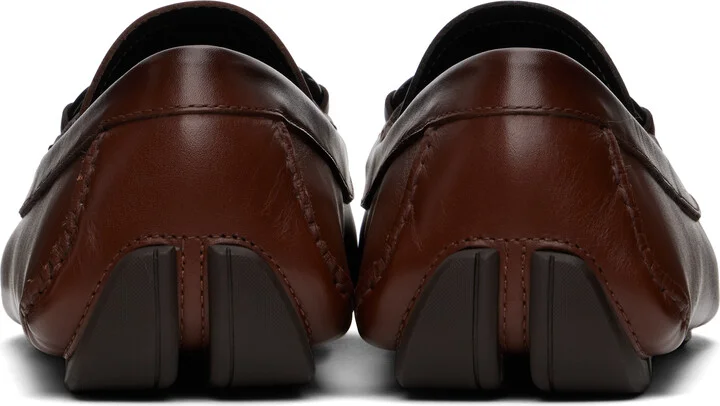 Ferragamo Brown Gancini Ornament Driver Loafers - Image 2