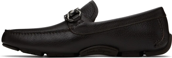 Ferragamo Brown Gancini Ornament Driver Loafers - Image 3