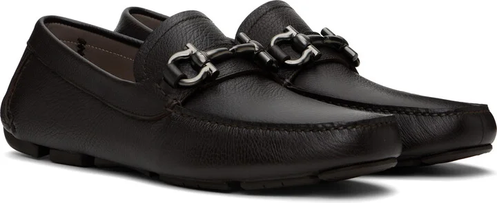 Ferragamo Brown Gancini Ornament Driver Loafers - Image 4