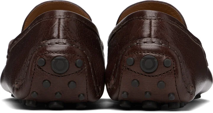 Ferragamo Brown Gancini Ornament Driver Loafers - Image 2