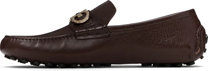 Ferragamo Brown Gancini Ornament Driver Loafers - Image 3