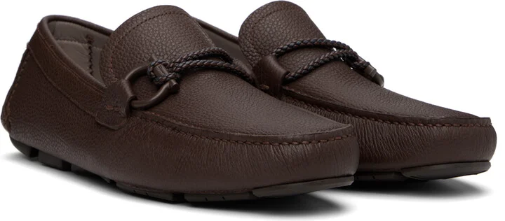 Ferragamo Brown Gancini Ornament Driver Loafers - Image 4