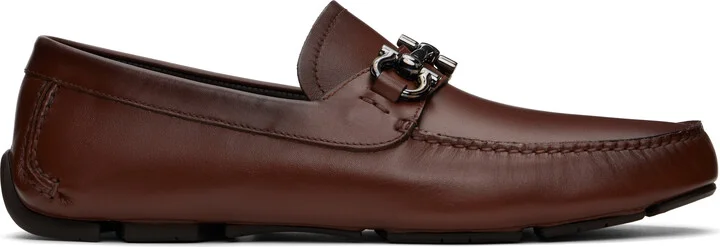 Ferragamo Brown Gancini Ornament Driver Loafers