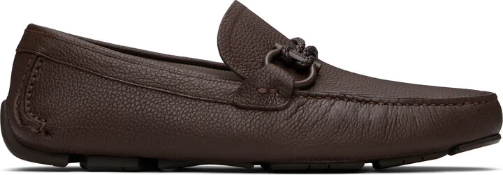 Ferragamo Brown Gancini Ornament Driver Loafers