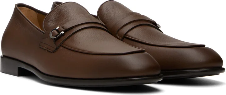Ferragamo Brown Gancini Ornament Loafers - Image 4