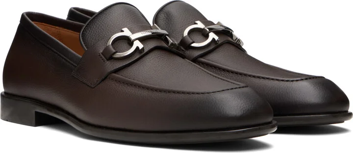 Ferragamo Brown Gancini Ornament Loafers - Image 4