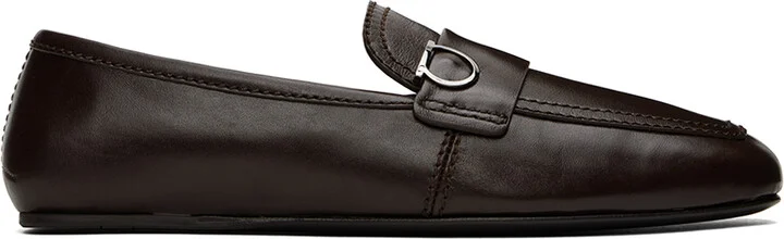 Ferragamo Brown Gancini Ornament Loafers